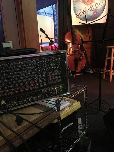 Soundboard and stage in venue